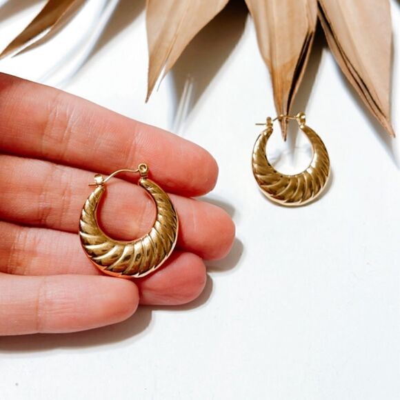 Gold hoop earrings #787 - Picture 4 of 4